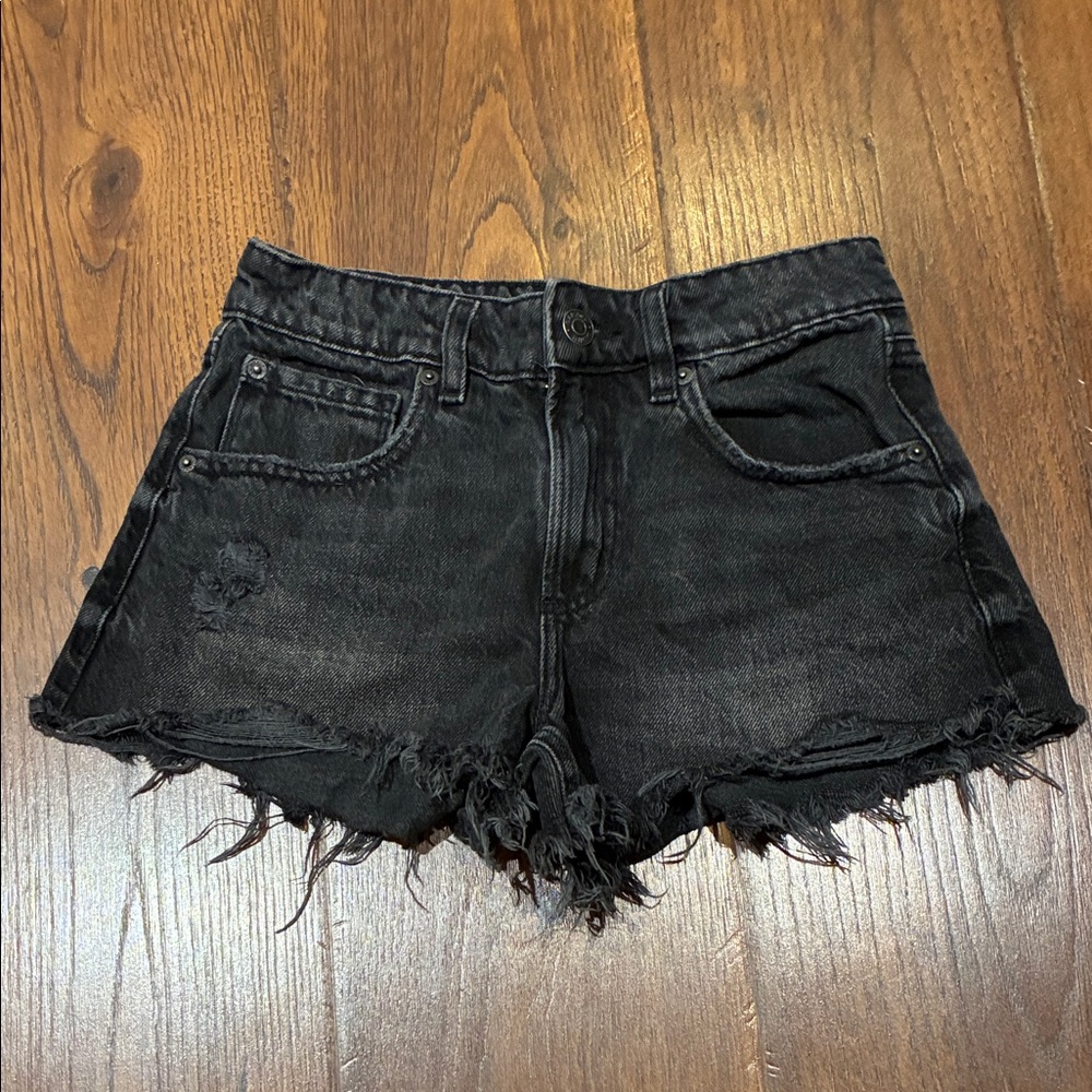 Garage Black Frayed Jean Shorts